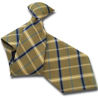Mens Gold & Blue Check Clip On Neck Tie
