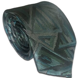 Mens Green & Black Abstract Retro Fashion Tie