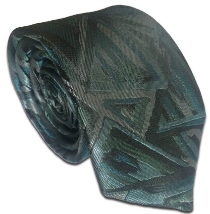 Mens Green & Black Abstract Retro Fashion Tie