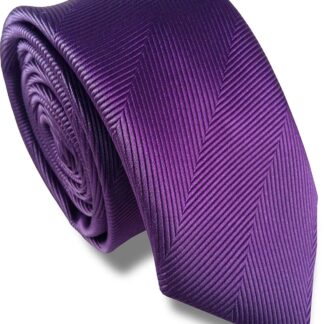 Mens Herringbone Purple Skinny Neck Tie