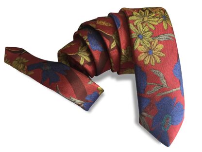 Mens Modern Cut Floral Print NeckTie