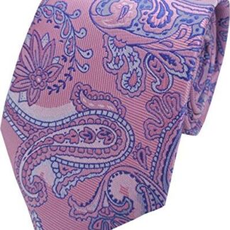 Mens Paisley Woven Neck Tie (Baby Pink & Purple)