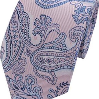 Mens Paisley Woven Neck Tie (Pale Pink & Blue)