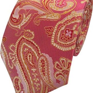 Mens Paisley Woven Neck Tie (Red & Gold)