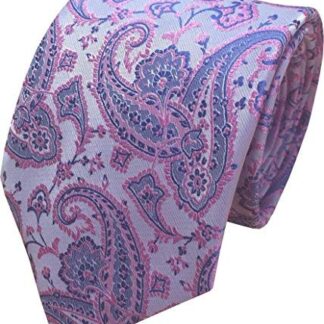 Mens Pale Pink & Blue Paisley Neck Tie