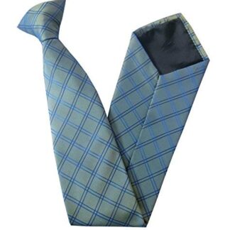 Mens Pearlescent Blue & Green Check Clip On Tie