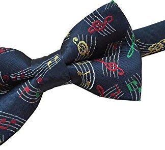 Men's Pre-Tied Bow Tie (Navy with Colourful Musical Notes)