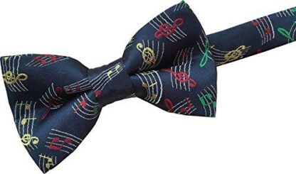 Men's Pre-Tied Bow Tie (Navy with Colourful Musical Notes)