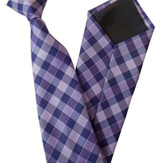 Mens Purple Check Clip-On Neck Tie