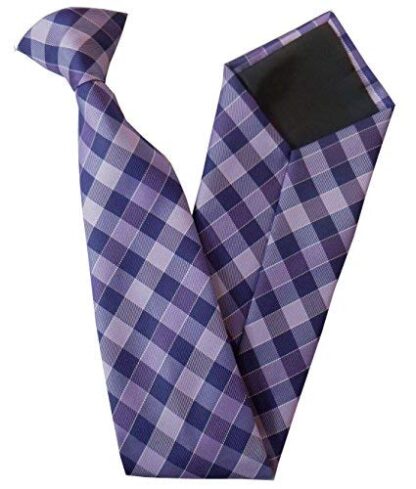Mens Purple Check Clip-On Neck Tie