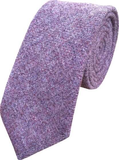 Mens Purple English Tweed 100% Wool Neck Tie - Image 3