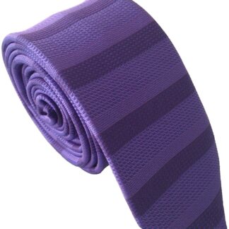 Mens Purple Horizontal Striped Skinny Neck Tie