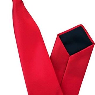 Mens Red 100% Satin Clip On Tie GBTC