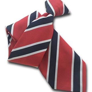 Mens Red Clip-On Neck Tie with Black & White Stripe