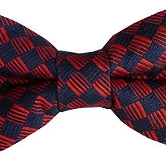 Mens Red & Navy Check Bow Tie