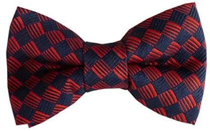 Mens Red & Navy Check Bow Tie
