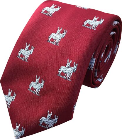 Mens Red Neck Tie with Donkey Motif