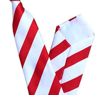 Men's Red & Super White Striped Clip On Neck Tie