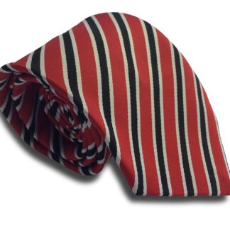 Mens Red Tie With Black & White Stripes
