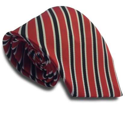 Mens Red Tie With Black & White Stripes