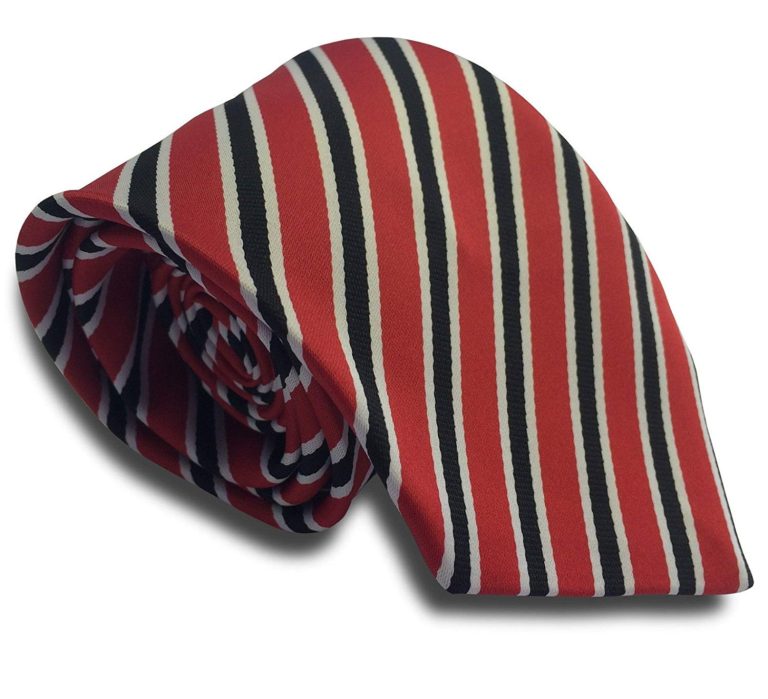 Mens Red Tie With Black & White Stripes - Great British Tie Club