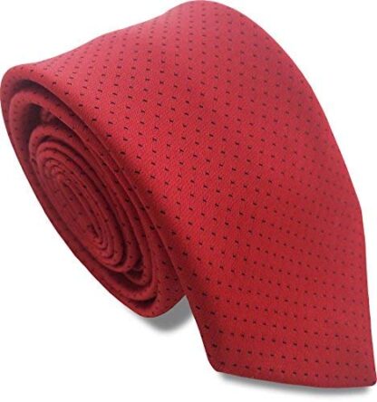 Mens Retro Skinny Tie (Red with Black Dots)