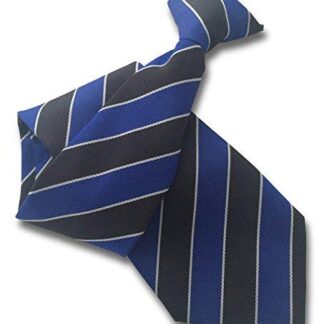 Mens Royal Blue & Black Stripe Clip On Neck Tie