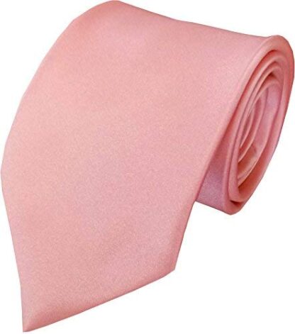 Mens Salmon Pink Italian Satin Wedding Tie