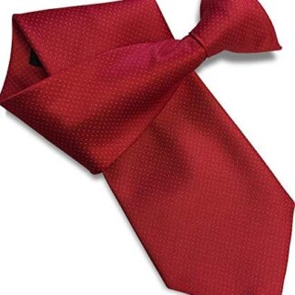 Mens Satin Clip On Tie (Red with White Dots)