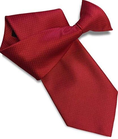 Mens Satin Clip On Tie (Red with White Dots)