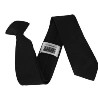 Mens Satin Skinny Clip On Tie in BLACK