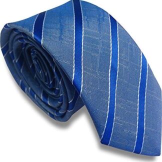 Mens Skinny Neck Tie (Electric Blue Stripe)