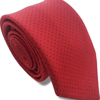 Mens Skinny Tie (Red with Black Dots)