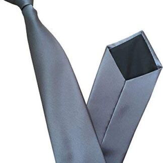 Mens Slate Grey 100% Satin Clip On Tie GBTC