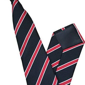 Mens Striped Clip On Tie (Black with Red & White Stripes)