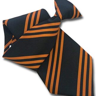 Mens Striped Clip On Tie (Black with Triple Orange Stripe)