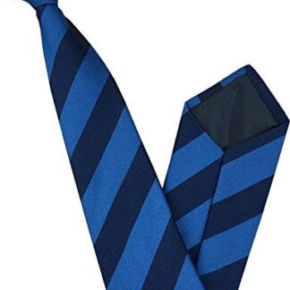 Mens Striped Clip On Tie (Blue & Navy Stripe)