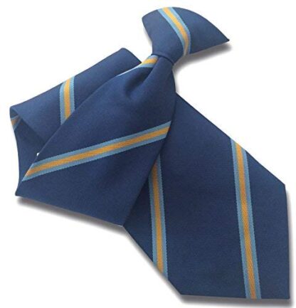 Mens Striped Clip On Tie (Blue with Yellow & Sky Stripes)