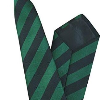 Mens Striped Clip On Tie (Bottle Green & Navy)