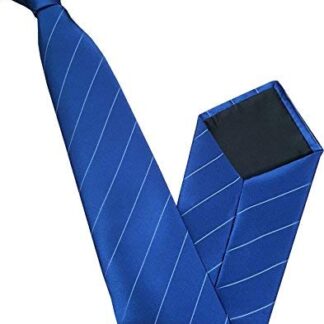 Mens Striped Clip On Tie (French Navy with Thin White Stripe)