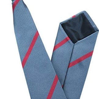 Mens Striped Clip On Tie (Grey with Red Stripes)