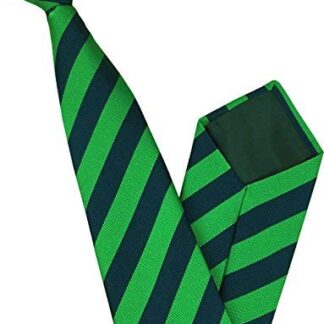 Mens Striped Clip On Tie (Navy & Bright Green Stripes)
