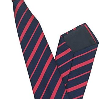 Mens Striped Clip On Tie (Navy with Red Stripes)