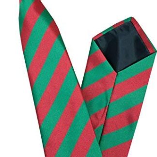 Mens Striped Clip On Tie (Red & Green Stripe)