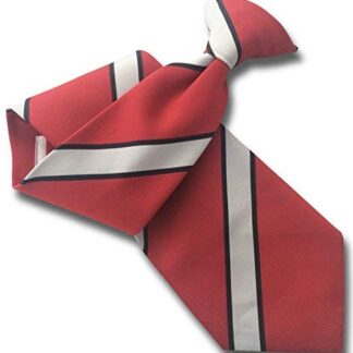 Mens Striped Clip On Tie (Red with White & Black Stripe)