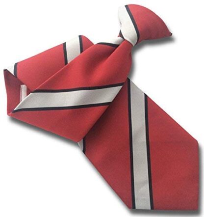 Mens Striped Clip On Tie (Red with White & Black Stripe)