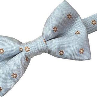 Mens Stylish Bow Tie (Baby Blue with Bronze Flowers)