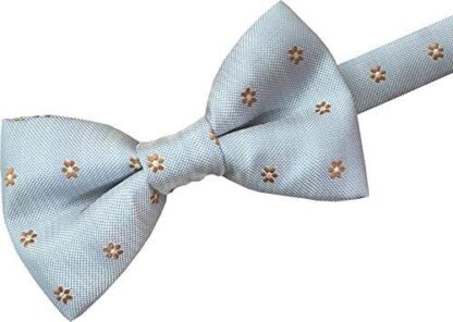 Mens Stylish Bow Tie (Baby Blue with Bronze Flowers)