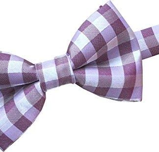 Mens Stylish Bow Tie (Pink & Lilac Gingham Check)