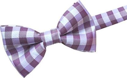 Mens Stylish Bow Tie (Pink & Lilac Gingham Check)